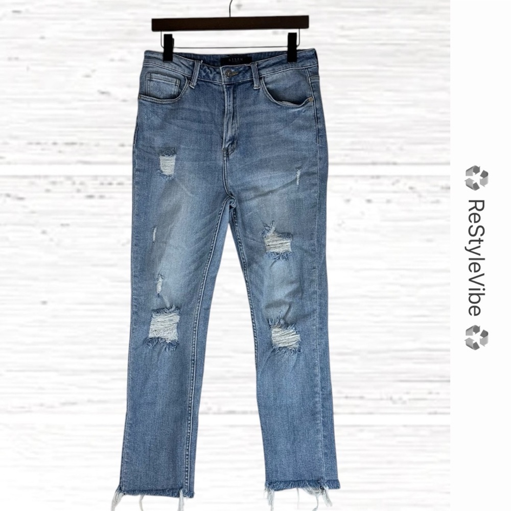 RISEN Women’s Size 30/11 Denim Jeans High Rise Stretch Straight Ankle Fit Style